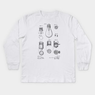 Light Bulb vintage patent drawing Kids Long Sleeve T-Shirt